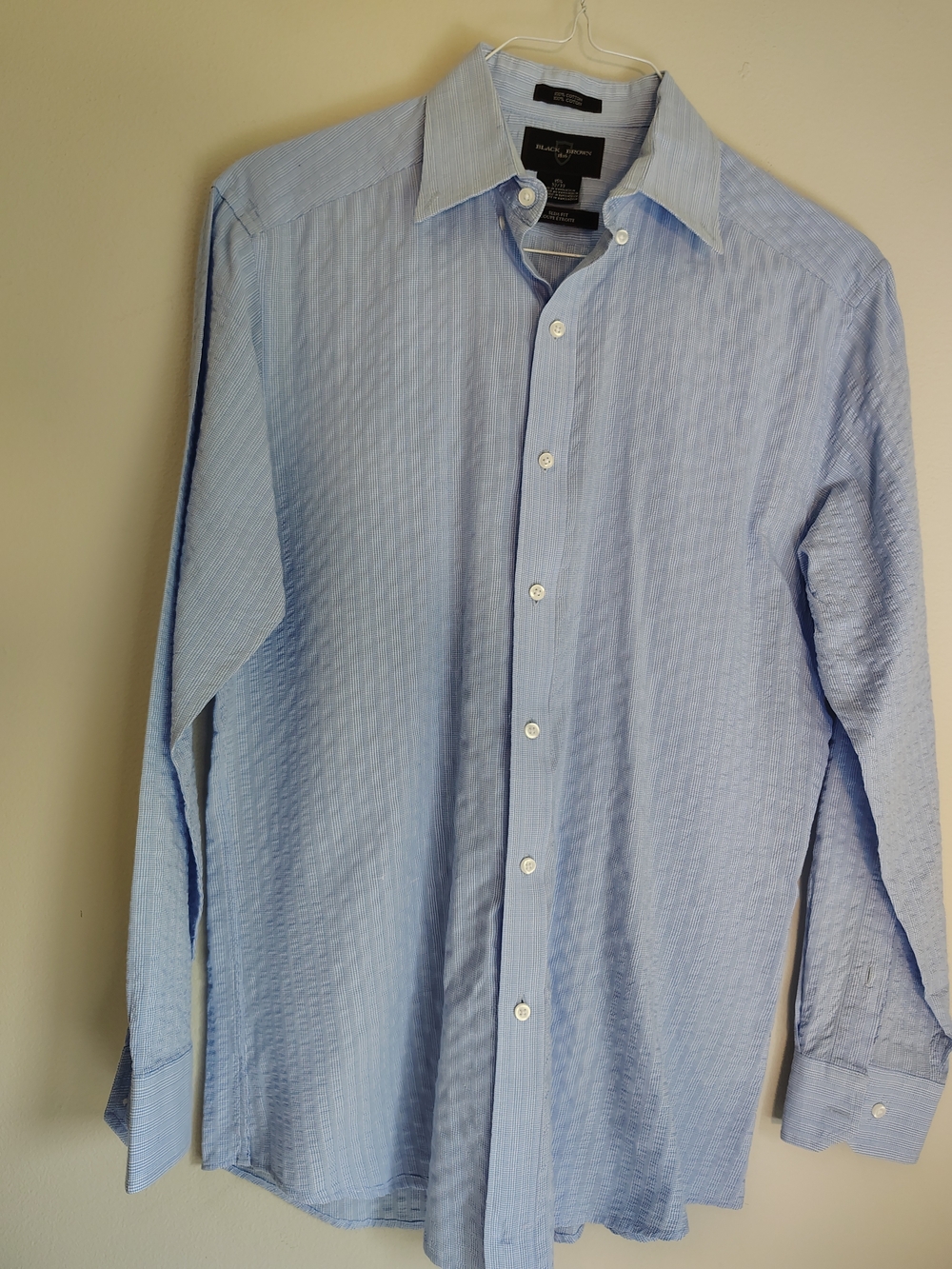 Lord & Taylor Black Brown 1826  Light Blue Textured Dress Shirt Slim Fit